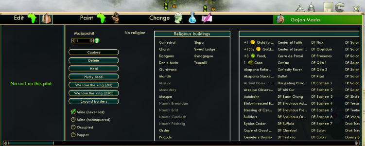 Religious buildings are now listed inside their own group.