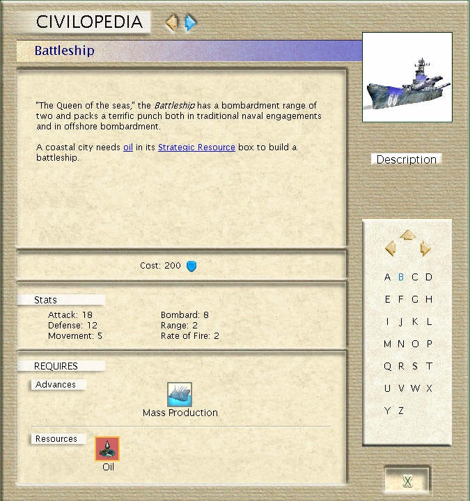 Civilopedia - Battleship